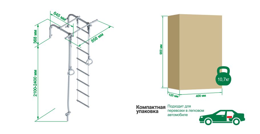 Турник настенный с навесным оборудованием ROMANA T1 Турник настенный с навесным оборудованием ROMANA T1