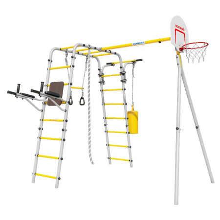 Детский спортивный комплекс для дачи ROMANA Fitness (Цвет  серый/желтый | Качели  Без качелей)