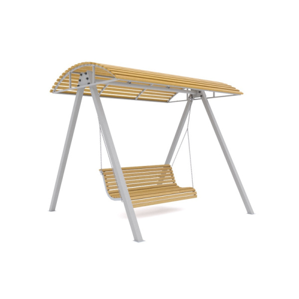 Парковые качели "Лагуна" (светлое дерево T1802+серый металл) (бетонирование)